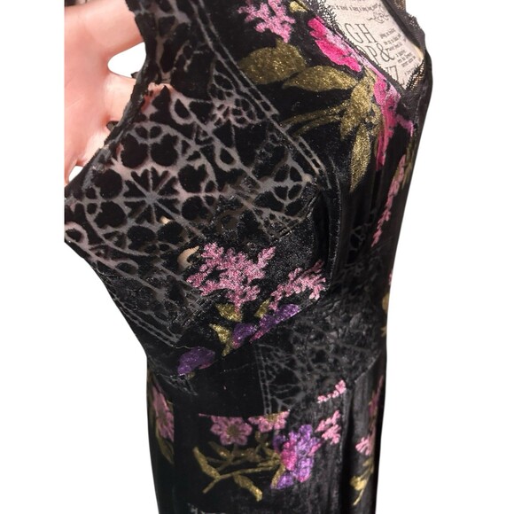 Vintage Jonathan Martin Burnout Velvet Semi-Sheer Floral Lace Trim Dress 8 - Picture 4 of 10
